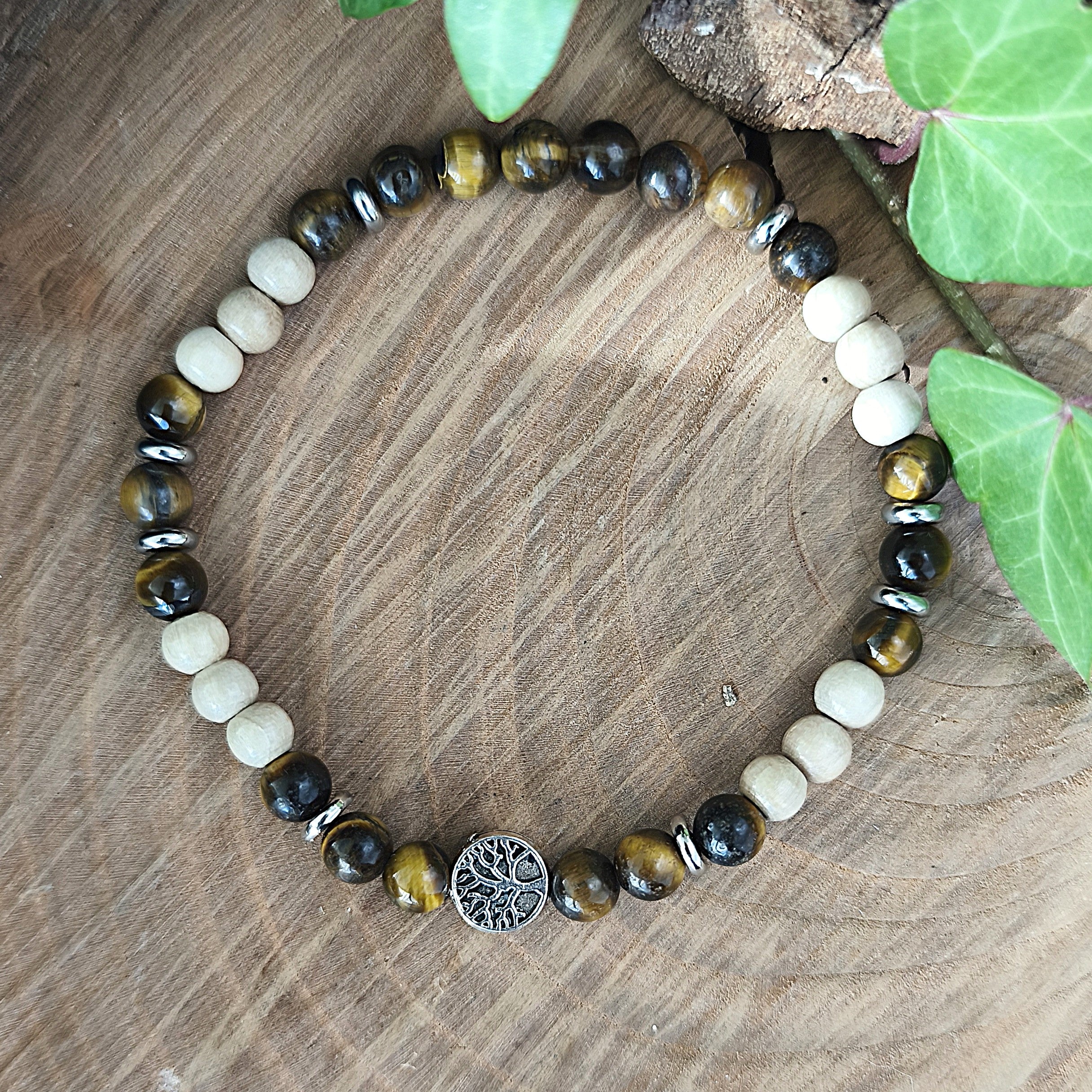 Bracelet Elastique OEIL DE TIGRE - Protection, Courage, Persévérance - Modèle ARBRE DE VIE 6mm