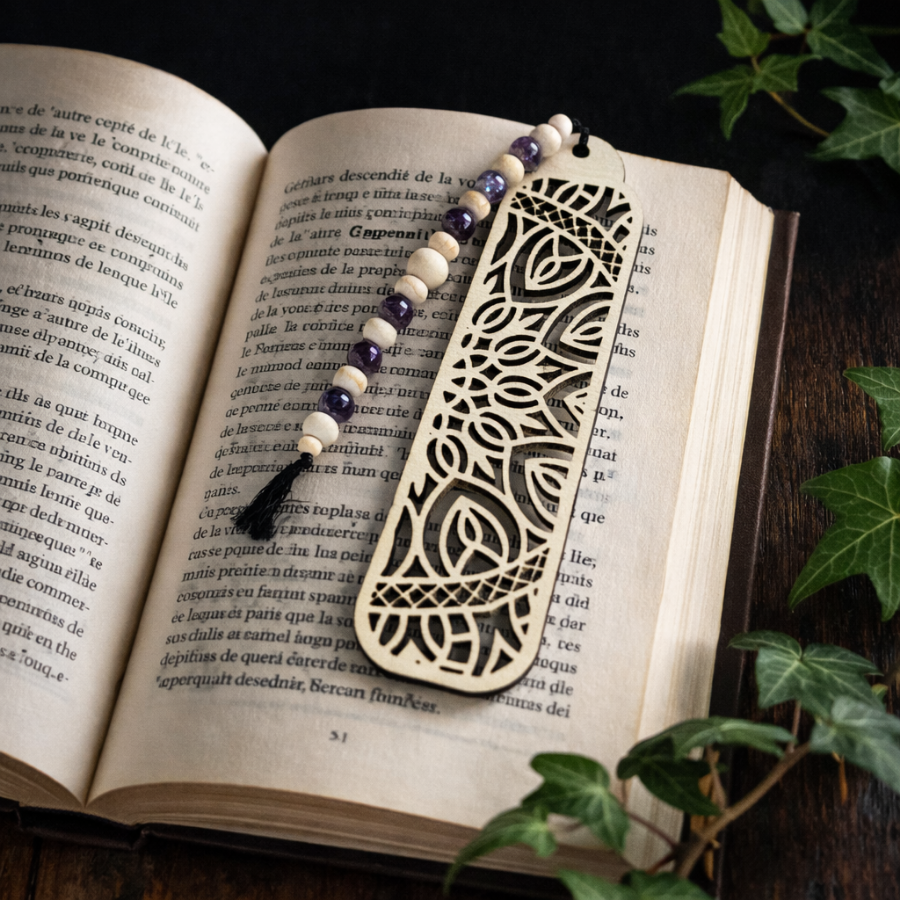 Marque-Page AMETHYSTE - Apaisement, Spiritualité, Sagesse - Modèle BOHEME