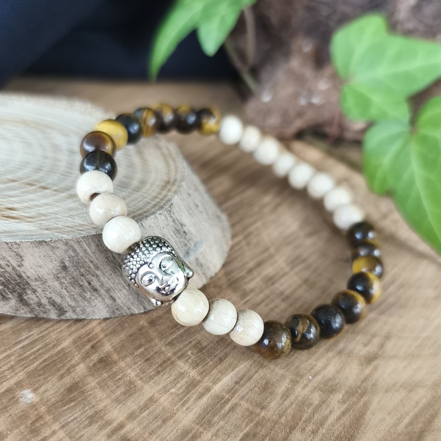 Bracelet Elastique OEIL DE TIGRE - Protection, Courage, Persévérance - Modèle BOUDDHA 6mm