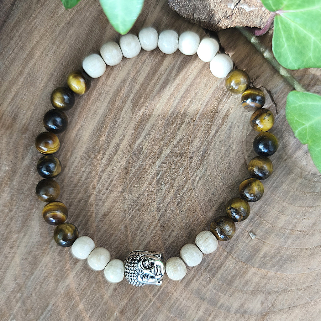 Bracelet Elastique OEIL DE TIGRE - Protection, Courage, Persévérance - Modèle BOUDDHA 6mm
