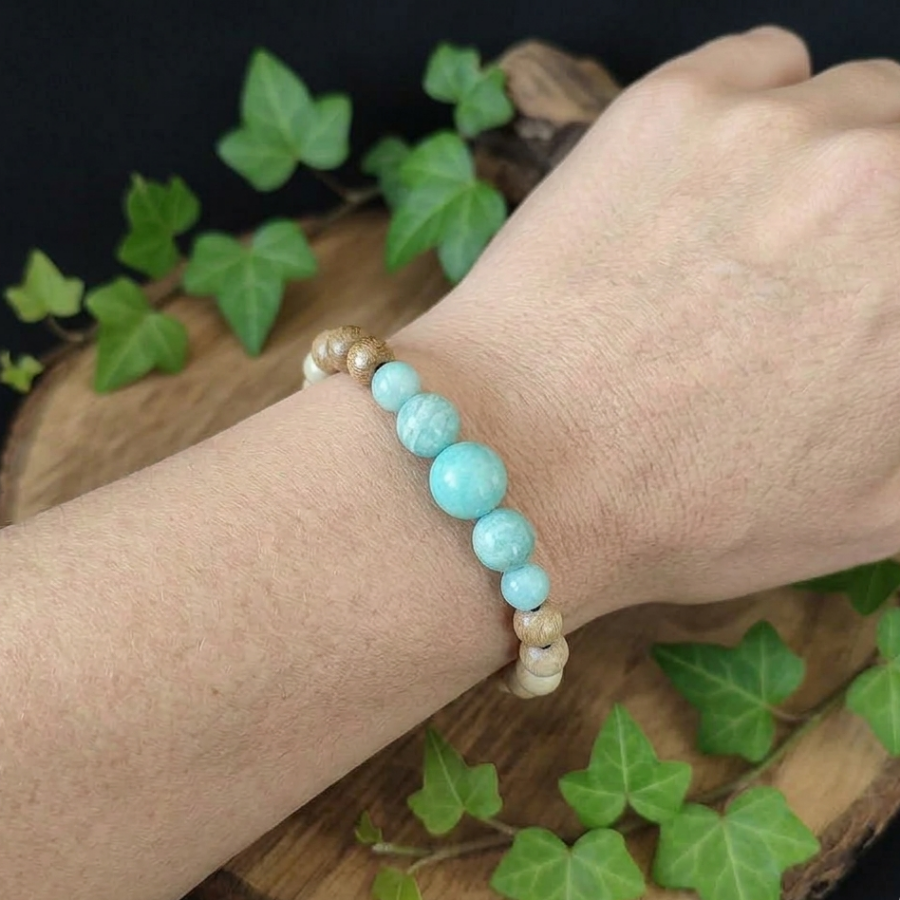 Bracelet Elastique AMAZONITE - Communication, Courage, Réconfort - Modèle ELEGANCE 6mm