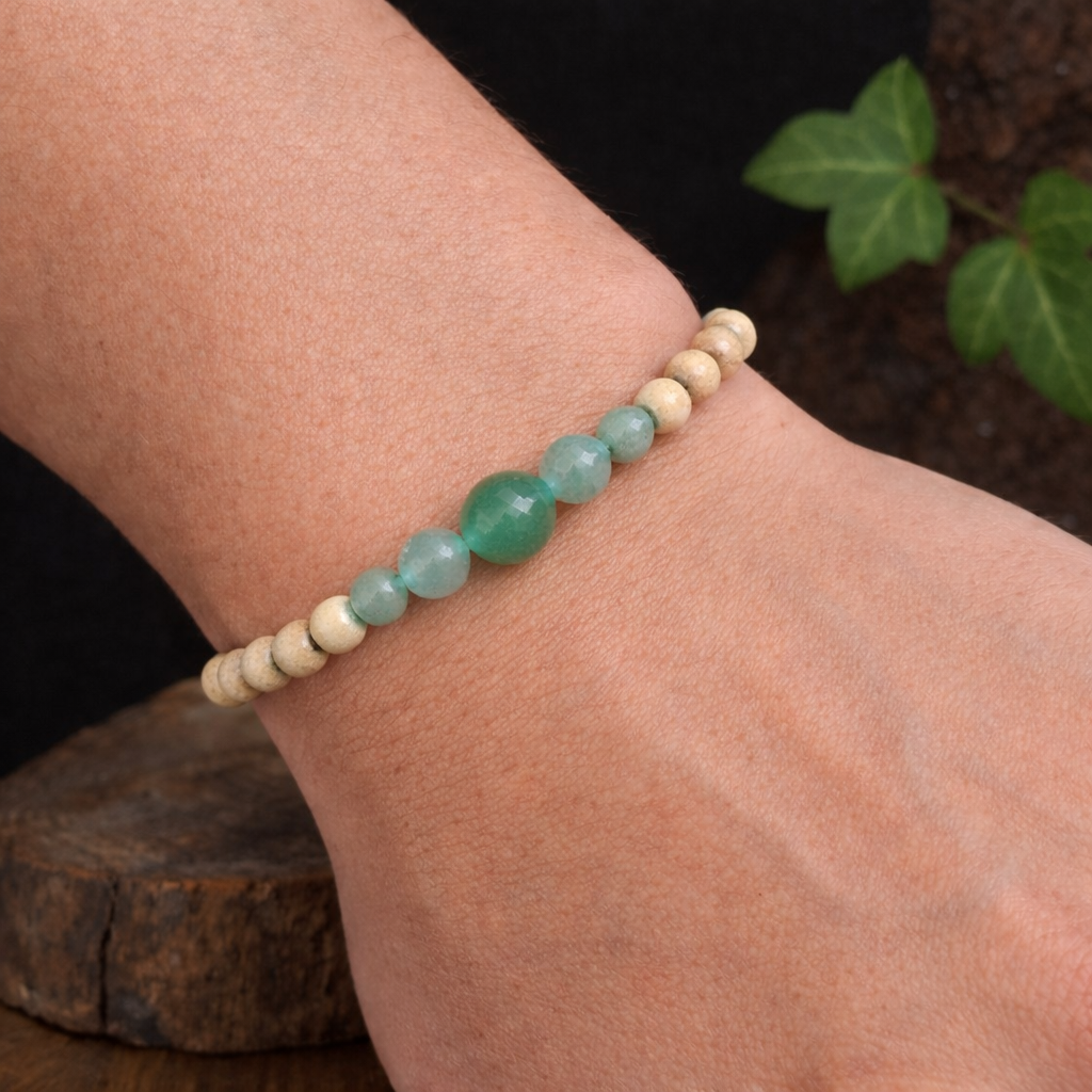 Bracelet Elastique AVENTURINE VERTE - Canalisation, Détox, Créativité - Modèle ELEGANCE 6mm