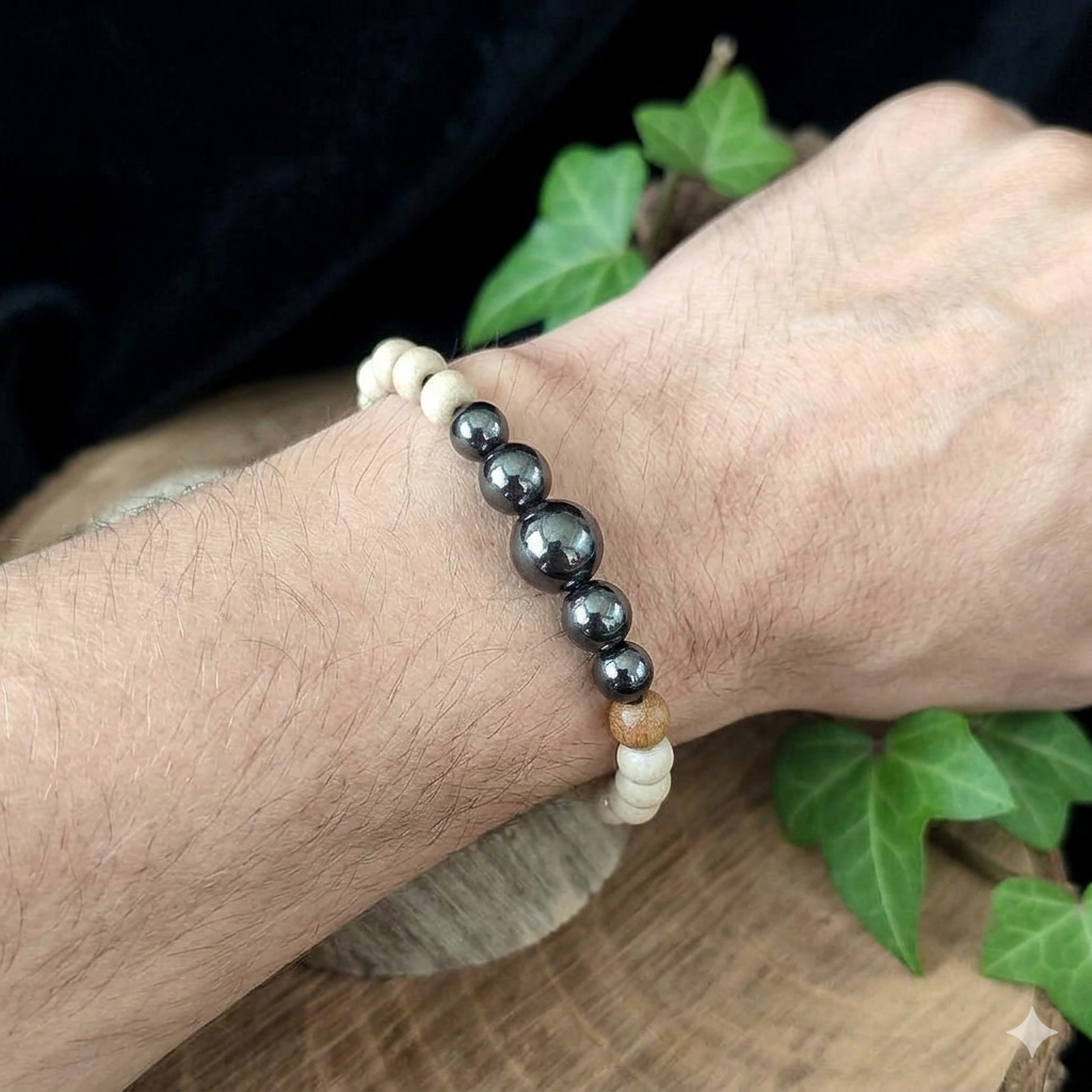 Bracelet Elastique HEMATITE - Force, Confiance, Concentration - Modèle ELEGANCE 6mm