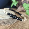 Bracelet Elastique OBSIDIENNE NOIRE - Protection, Ancrage, Force - Modèle ELEGANCE 6mm