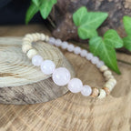 Bracelet Elastique QUARTZ ROSE - Amour, Confiance en soi, Tendresse - Modèle ELEGANCE 6mm
