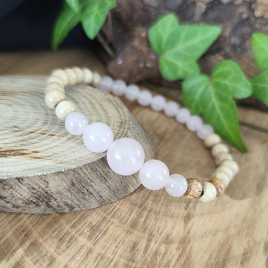 Bracelet Elastique QUARTZ ROSE - Amour, Confiance en soi, Tendresse - Modèle ELEGANCE 6mm