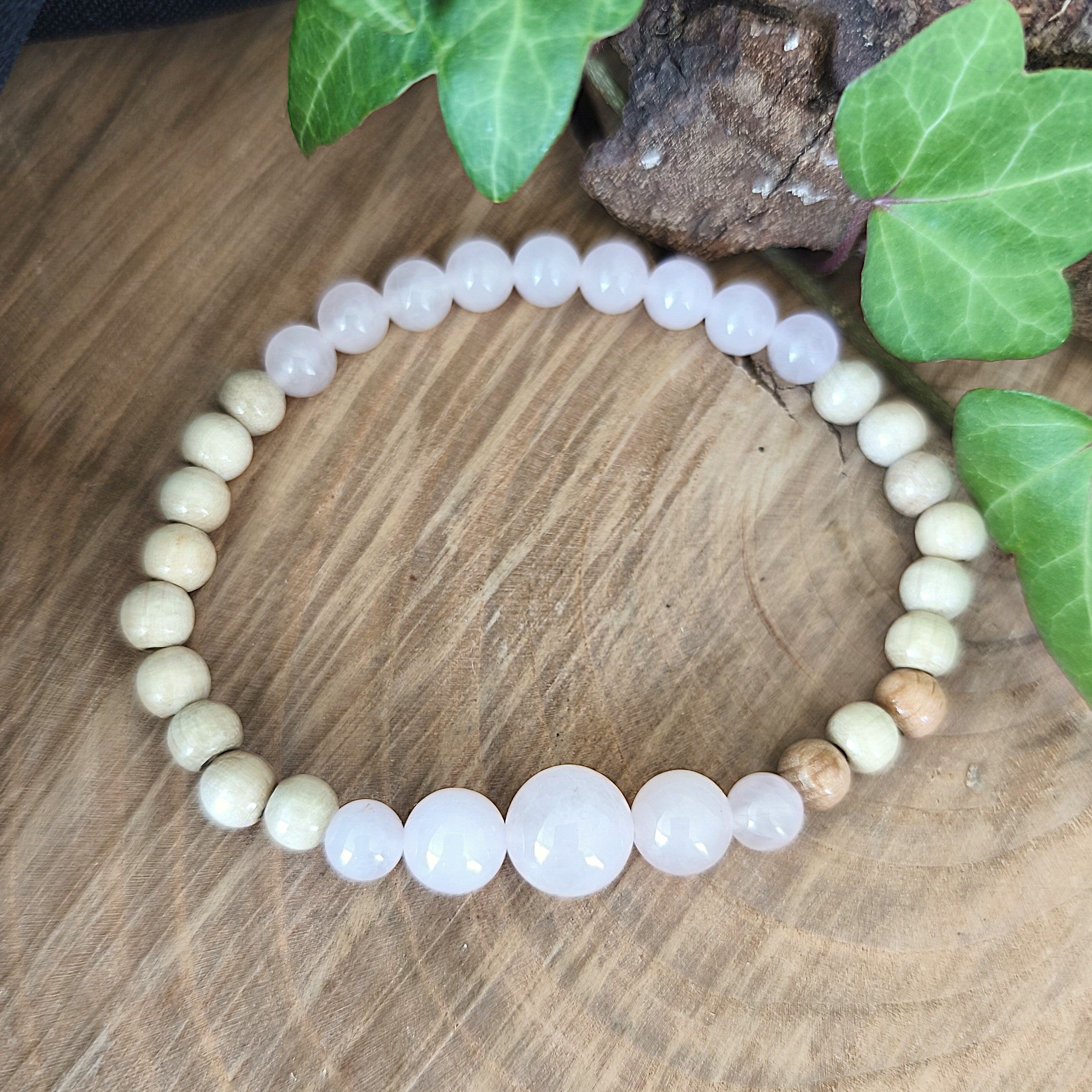 Bracelet Elastique QUARTZ ROSE - Amour, Confiance en soi, Tendresse - Modèle ELEGANCE 6mm