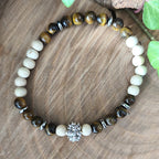 Bracelet Elastique OEIL DE TIGRE - Protection, Courage, Persévérance - Modèle FLEUR DE LOTUS 6mm