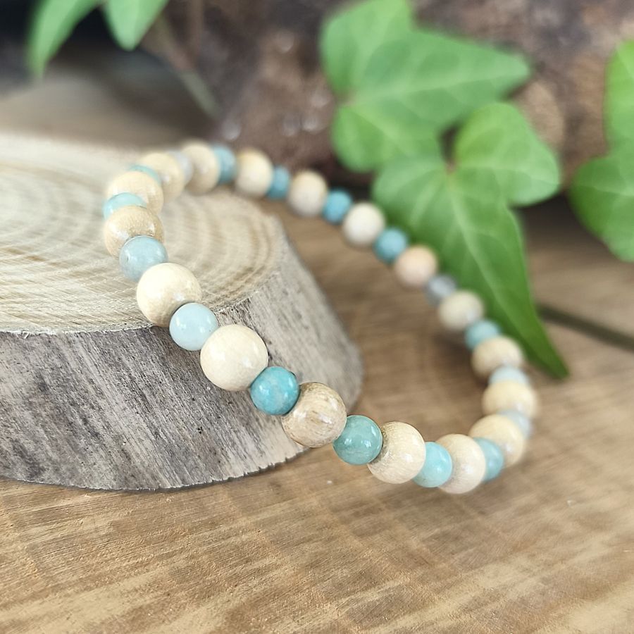 Bracelet Elastique AMAZONITE - Communication, Courage, Réconfort - Modèle NATURE 4mm