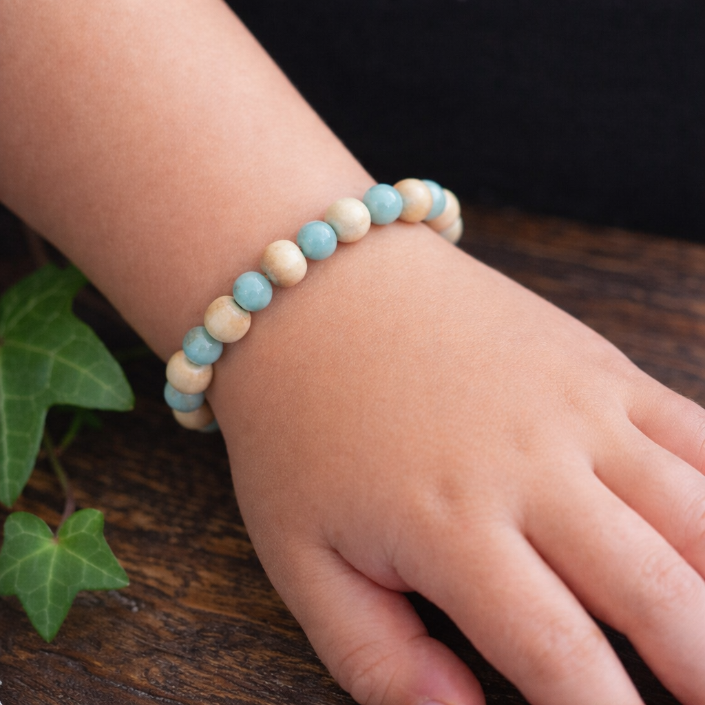 Bracelet Elastique AMAZONITE - Communication, Courage, Réconfort - Modèle NATURE 4mm