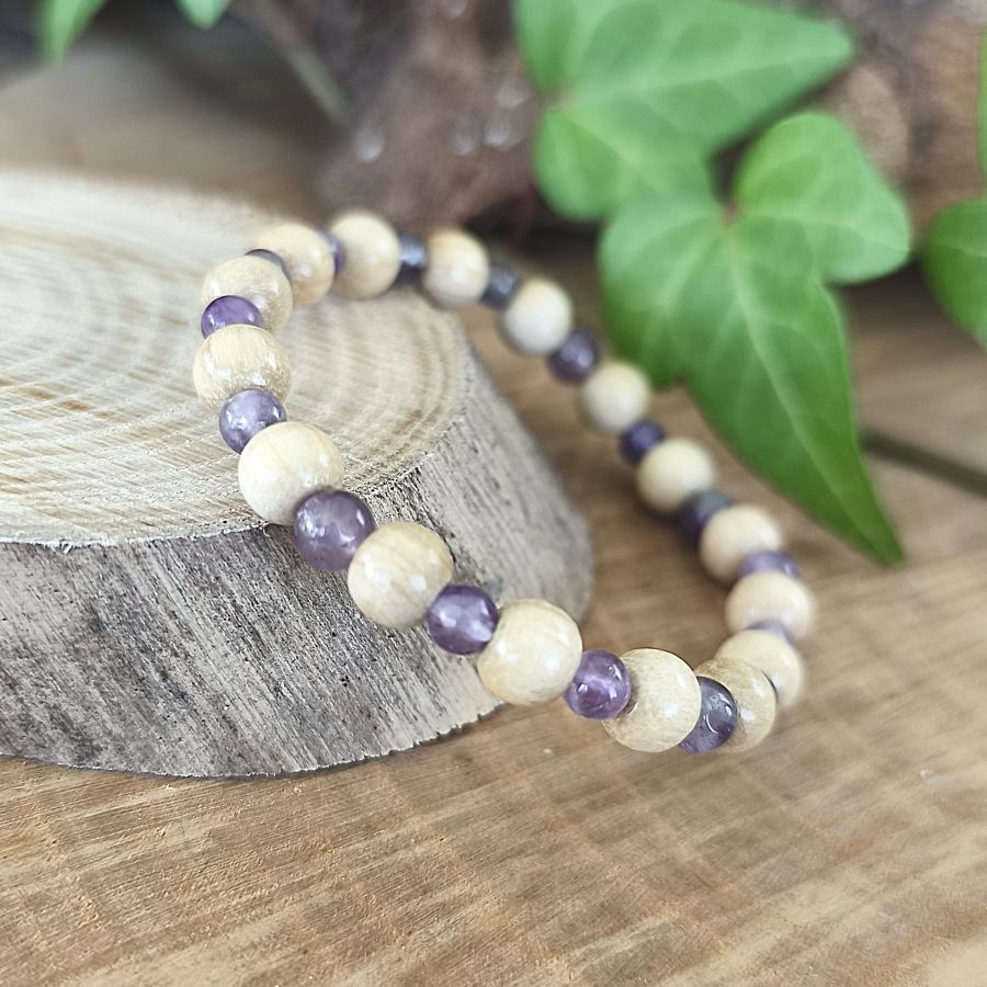 Bracelet Elastique AMETHYSTE - Apaisement, Spiritualité, Sagesse - Modèle NATURE 4mm