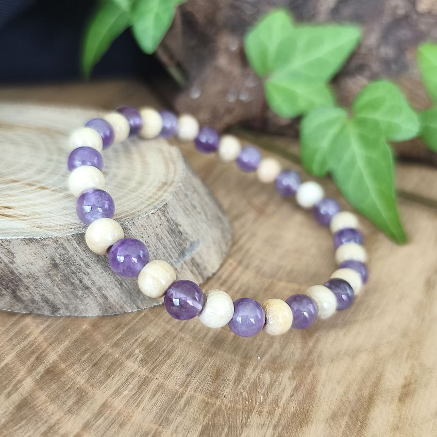 Bracelet Elastique AMETHYSTE - Apaisement, Spiritualité, Sagesse - Modèle NATURE 6mm
