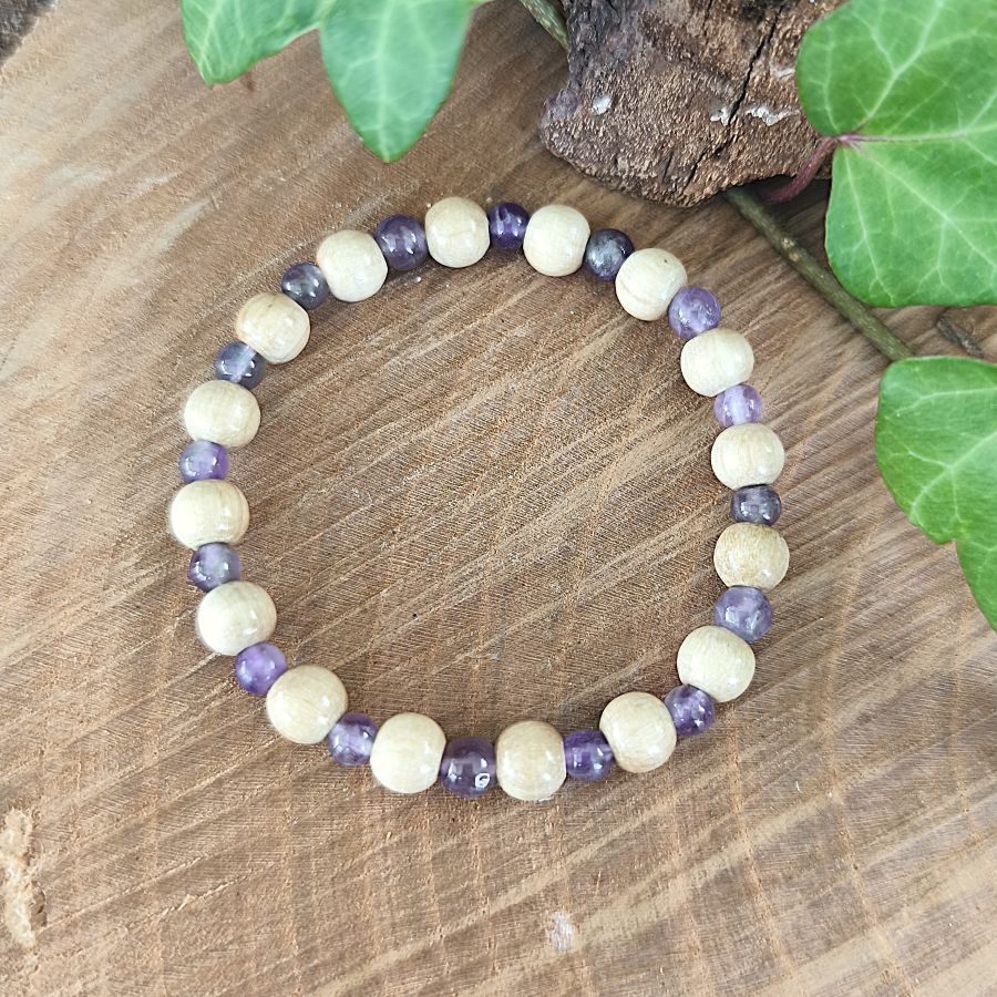 Bracelet Elastique AMETHYSTE - Apaisement, Spiritualité, Sagesse - Modèle NATURE 4mm