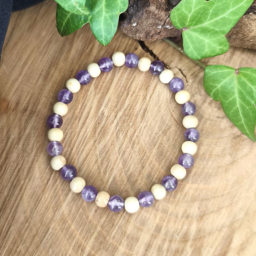 Bracelet Elastique AMETHYSTE - Apaisement, Spiritualité, Sagesse - Modèle NATURE 6mm