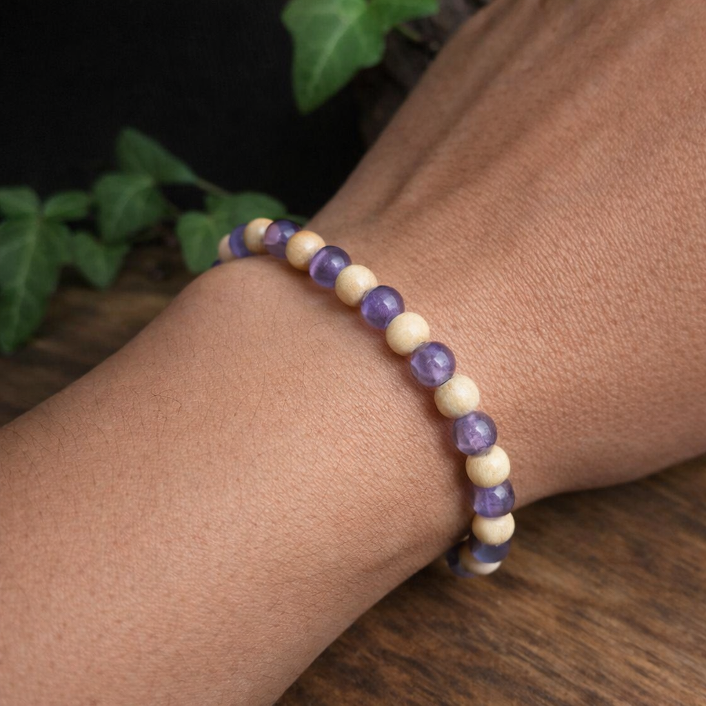 Bracelet Elastique AMETHYSTE - Apaisement, Spiritualité, Sagesse - Modèle NATURE 6mm