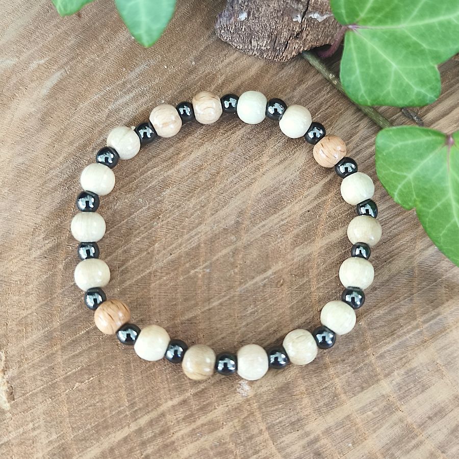 Bracelet Elastique HEMATITE - Force, Confiance, Concentration - Modèle NATURE 4mm