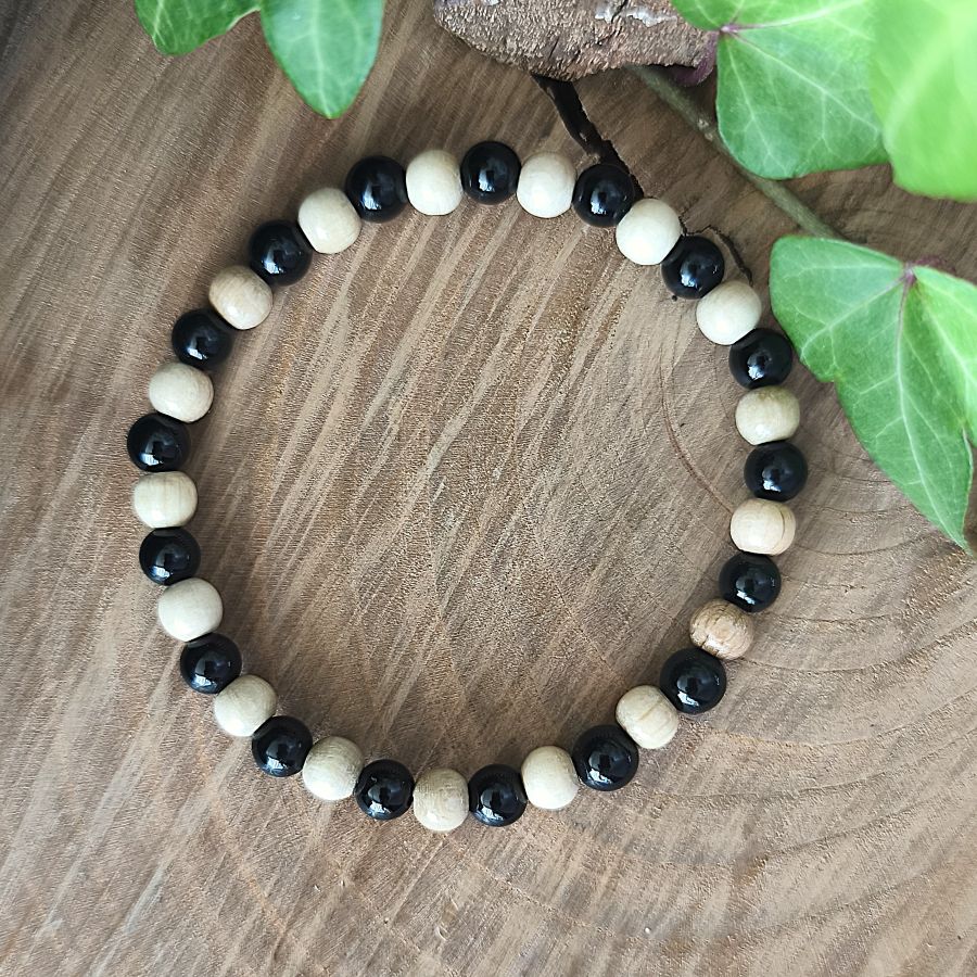 Bracelet Elastique OBSIDIENNE NOIRE - Protection, Ancrage, Force - Modèle NATURE 6mm