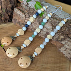 Attache-Tétine QUARTZ ROSE - Douceur - Modèle ORIGINE - Bois, Pierre et Silicone sans BPA