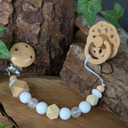 Attache-Tétine QUARTZ ROSE - Douceur - Modèle ORIGINE - Bois, Pierre et Silicone sans BPA