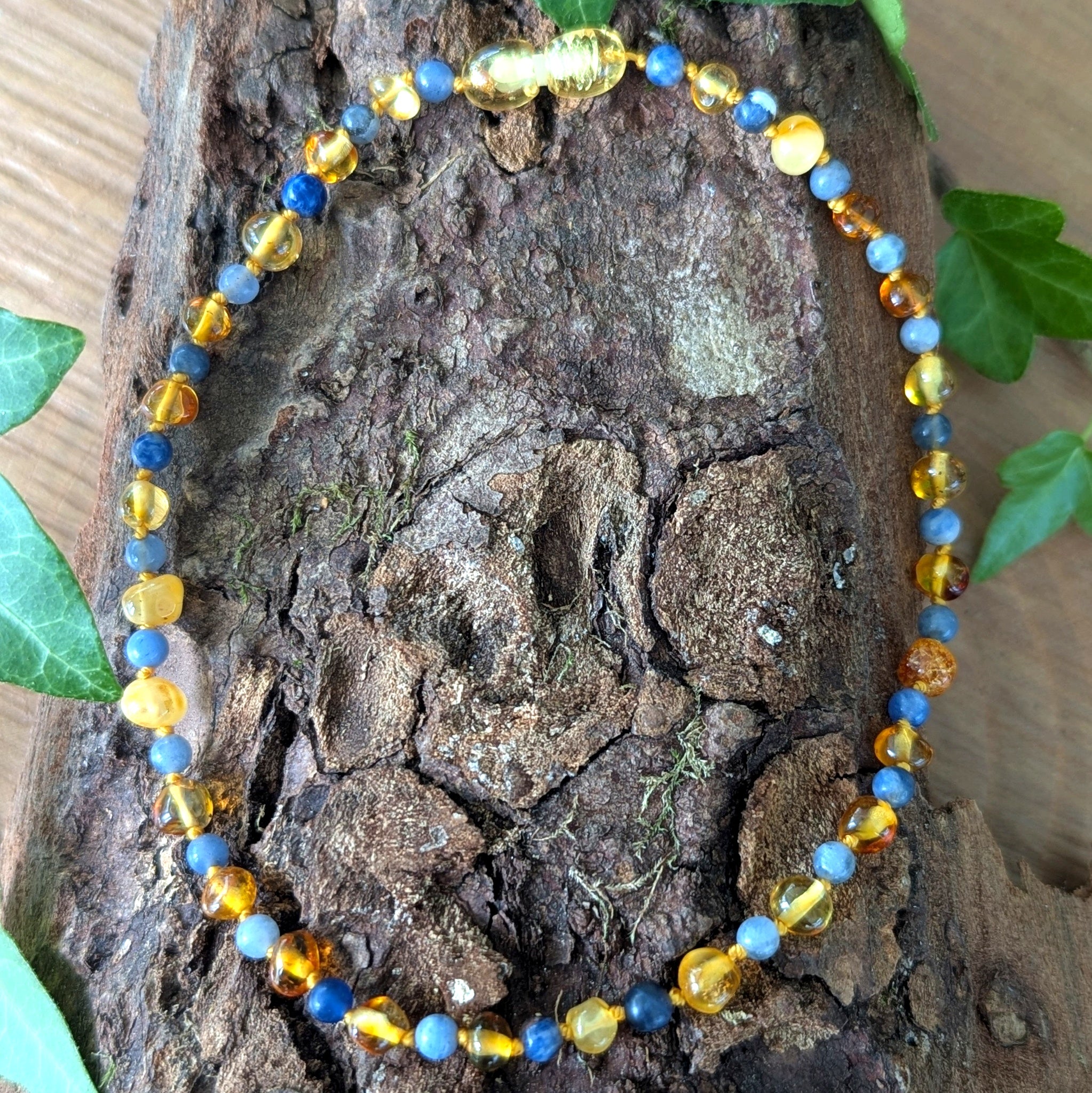Collier bébé - AMBRE ET SODALITE - Hypersensibilité